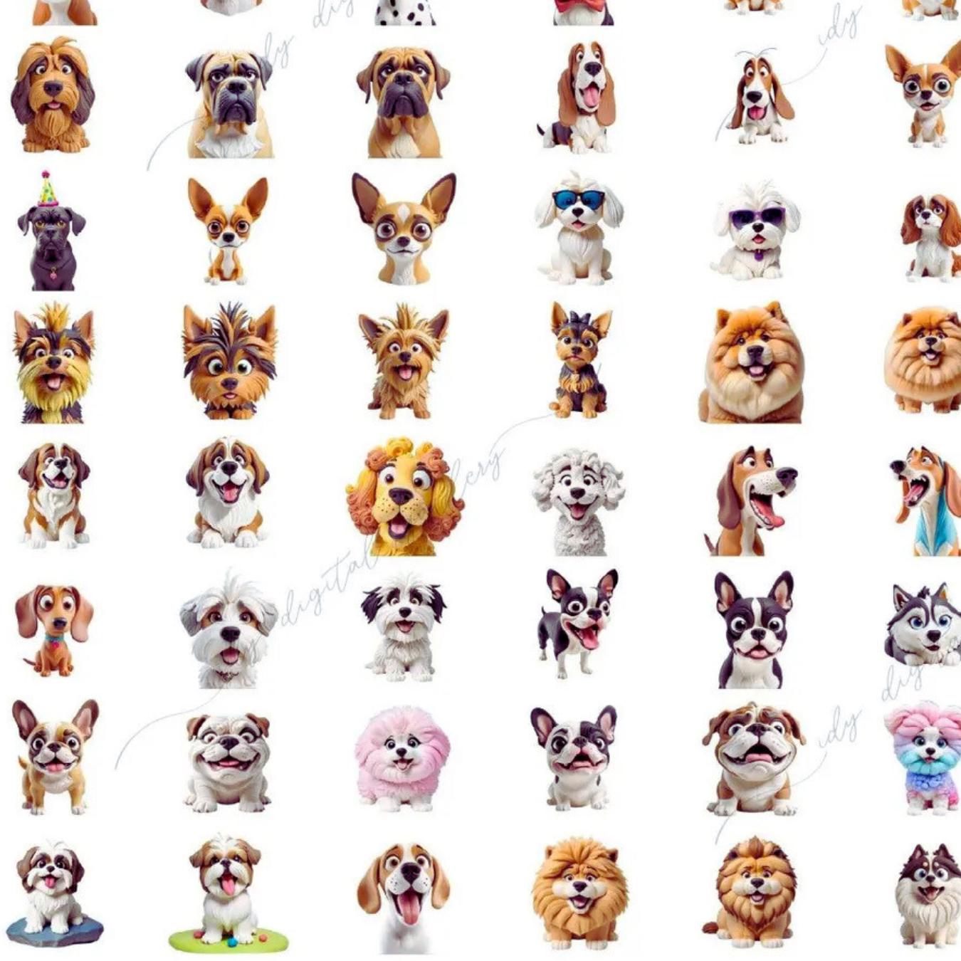 Playful Dog Clipart Bundle: 500+ Funny PNGs (Commercial Use)