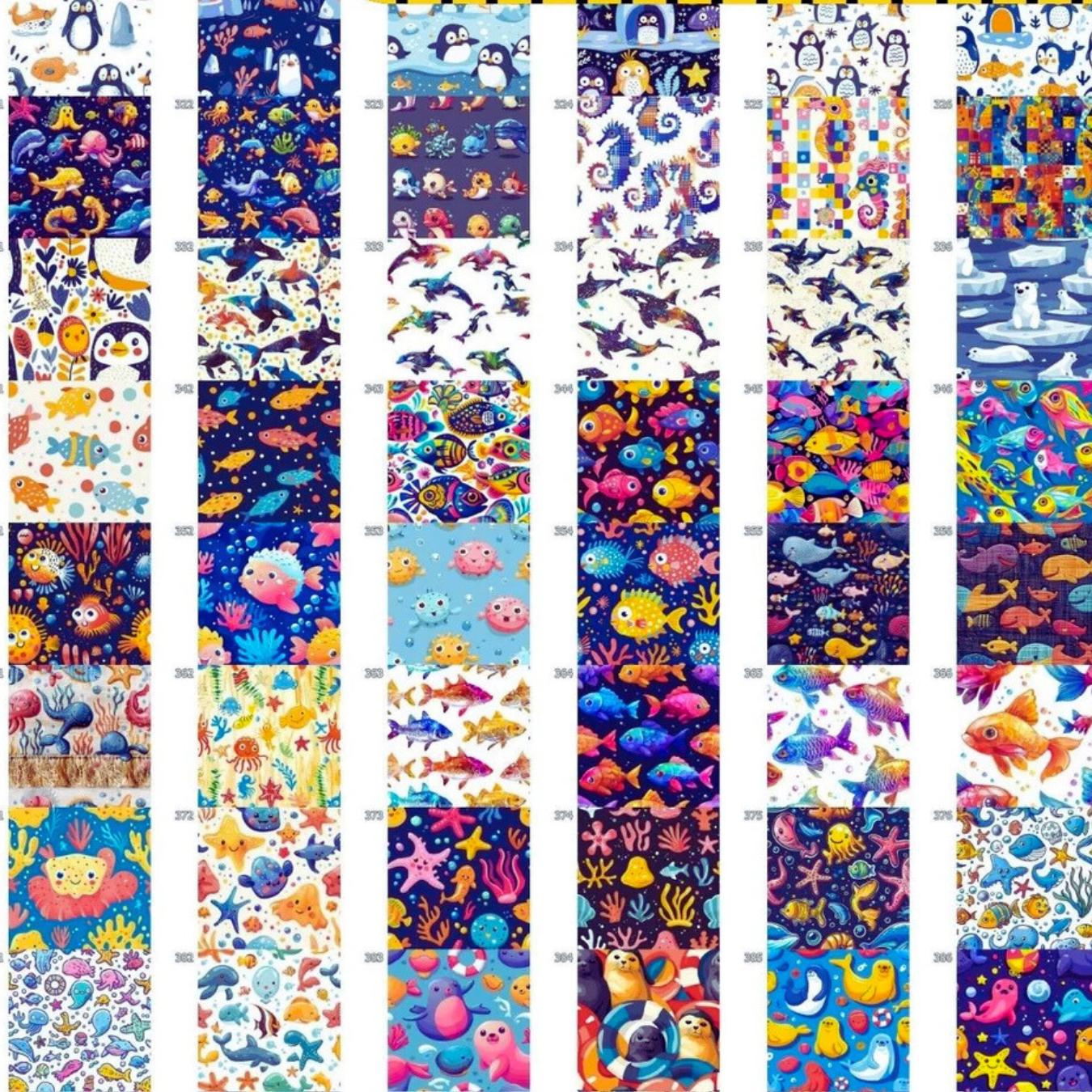 Sea Creature Seamless Pattern Bundle: 500+ Cute Ocean Animal Designs (4K JPG, 300 DPI, Instant Download, Commercial Use)