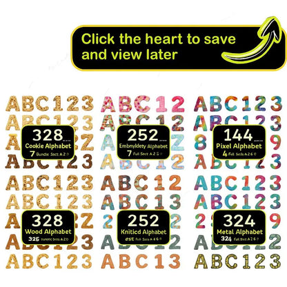 Alphabet And Numbers Mega Bundle: 10,000+ PNG Letters & Sets (Lifetime Access, Commercial Use)