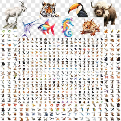 Animal Clipart Bundle: 1500+ PNG Images, Commercial Use (Digital Download)