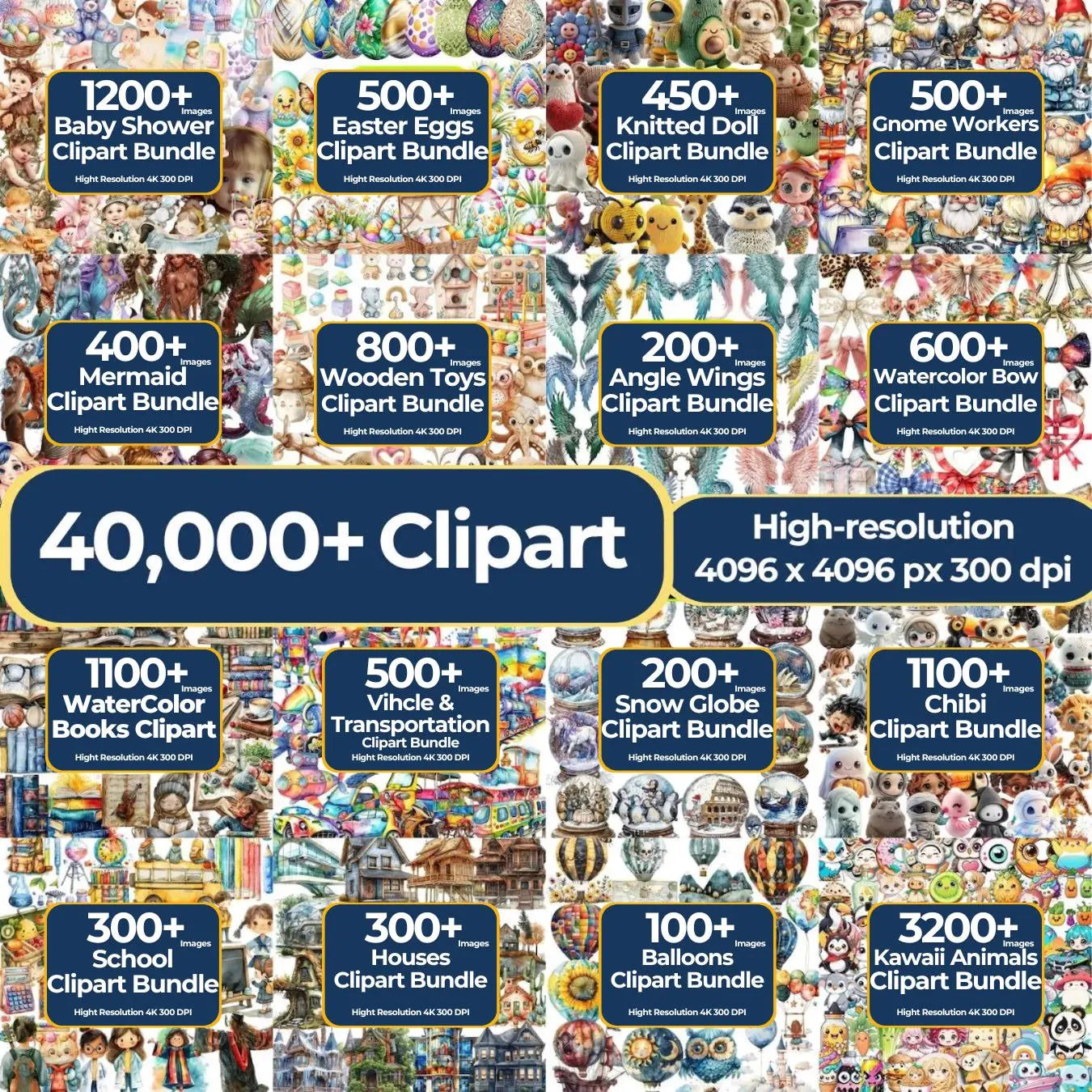 90,000+ Ultimate Design Bundle | Clipart, Patterns, Stickers & More