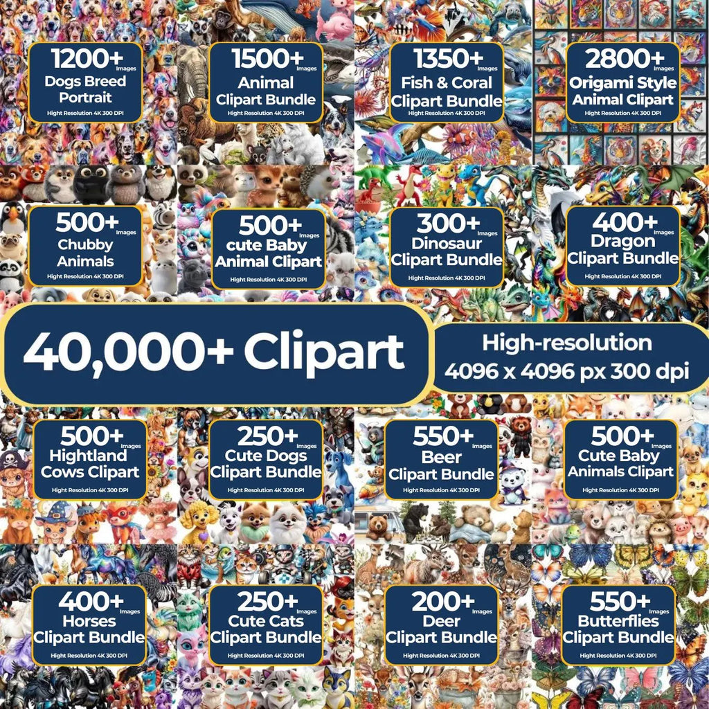 90,000+ Ultimate Design Bundle | Clipart, Patterns, Stickers & More