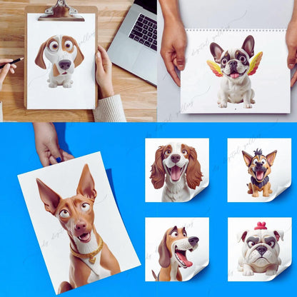 Playful Dog Clipart Bundle: 500+ Funny PNGs (Commercial Use)