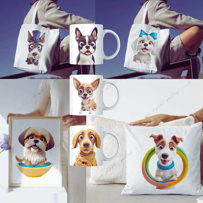 Playful Dog Clipart Bundle: 500+ Funny PNGs (Commercial Use)