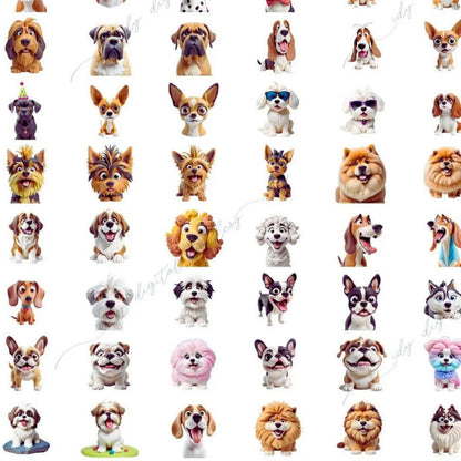 Playful Dog Clipart Bundle: 500+ Funny PNGs (Commercial Use)