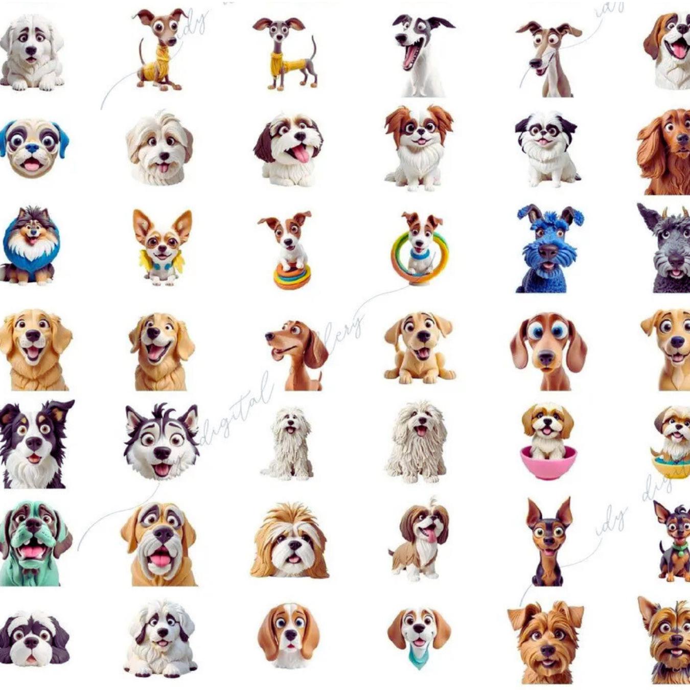 Playful Dog Clipart Bundle: 500+ Funny PNGs (Commercial Use)