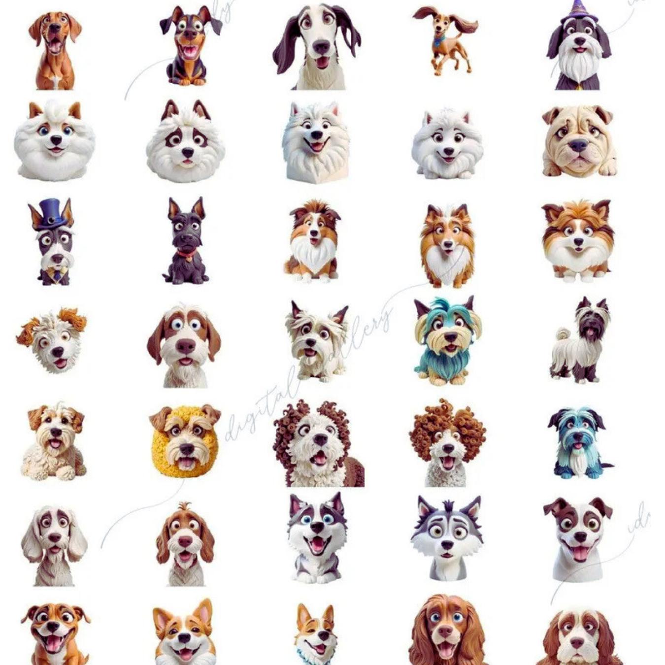 Playful Dog Clipart Bundle: 500+ Funny PNGs (Commercial Use)