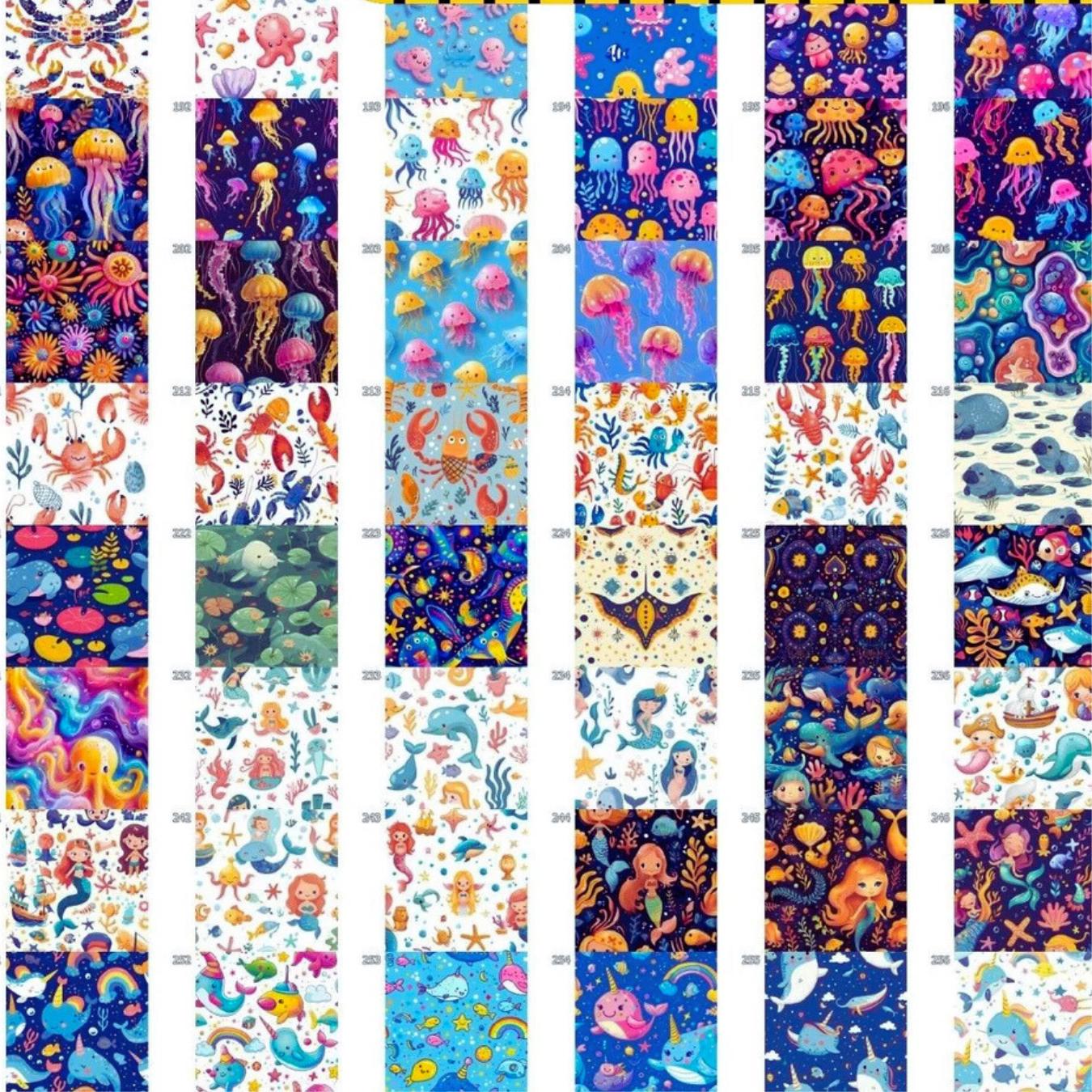 Sea Creature Seamless Pattern Bundle: 500+ Cute Ocean Animal Designs (4K JPG, 300 DPI, Instant Download, Commercial Use)