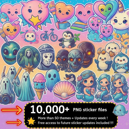 Sticker Mega Bundle: 10,000+ Digital Stickers (Printable PNG Files, Instant Download)