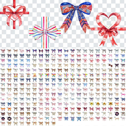 Watercolor Bow Clipart Bundle: 600+ Ribbon Clipart 4K PNG Graphics (Commercial Use)